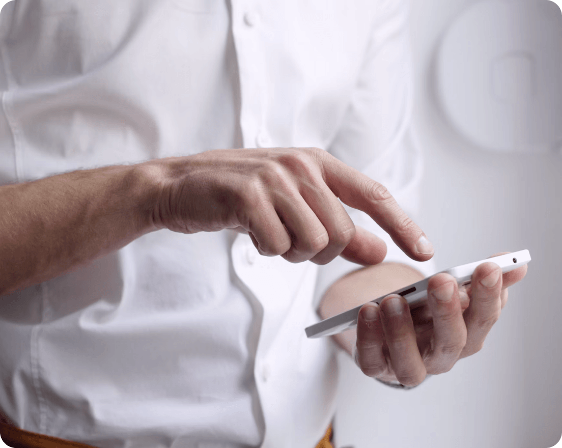 Professional reviewing information on a mobile device